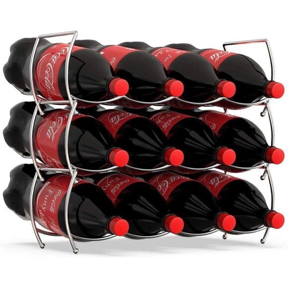 Simple Stackable 3-Tier Wine Rack Holds 12 Bottles Chrome Finish Space-Saving - Picture 3 of 9